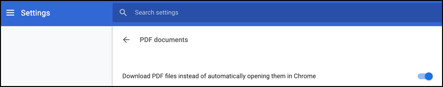chrome PDF disable