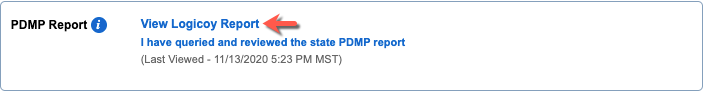 PDMP report view LogiCoy report