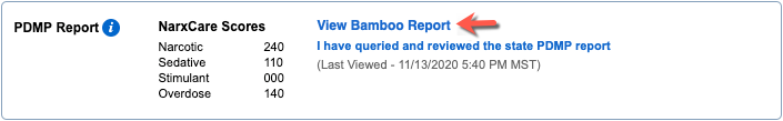 pdmp report view Bamboo report