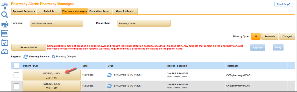 pharmacy messages