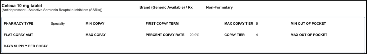 RTF non-formulary brand rx medication