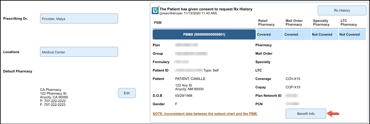 pharmacy benefit eligibility result