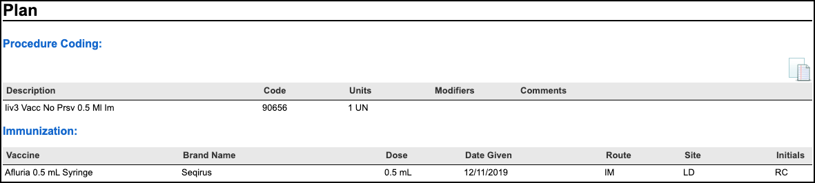 immunization deleted but appears in plan