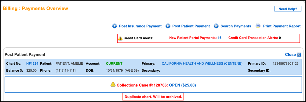 chart alert billing