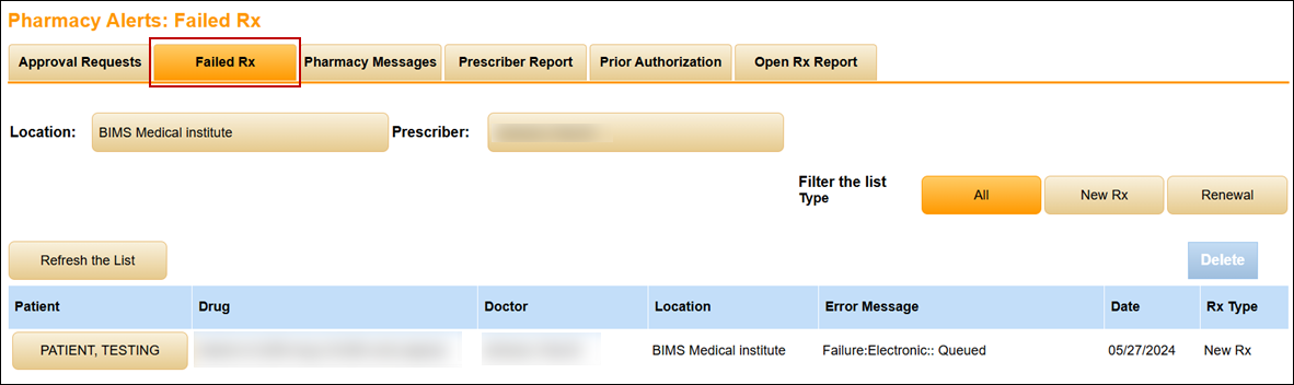 Failed Rx