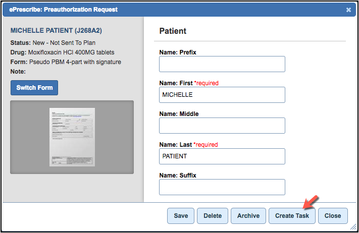 ePA create task