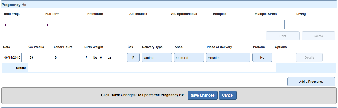 obstetric hx pregnancy hx