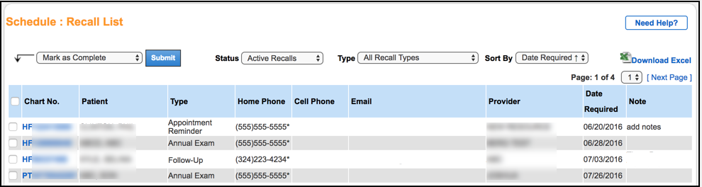 recall list