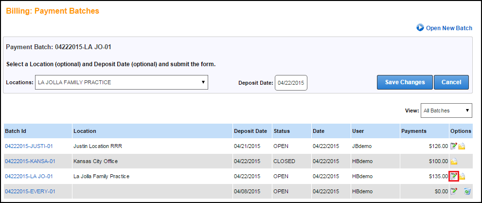 edit payment batch