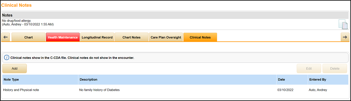 clinical notes