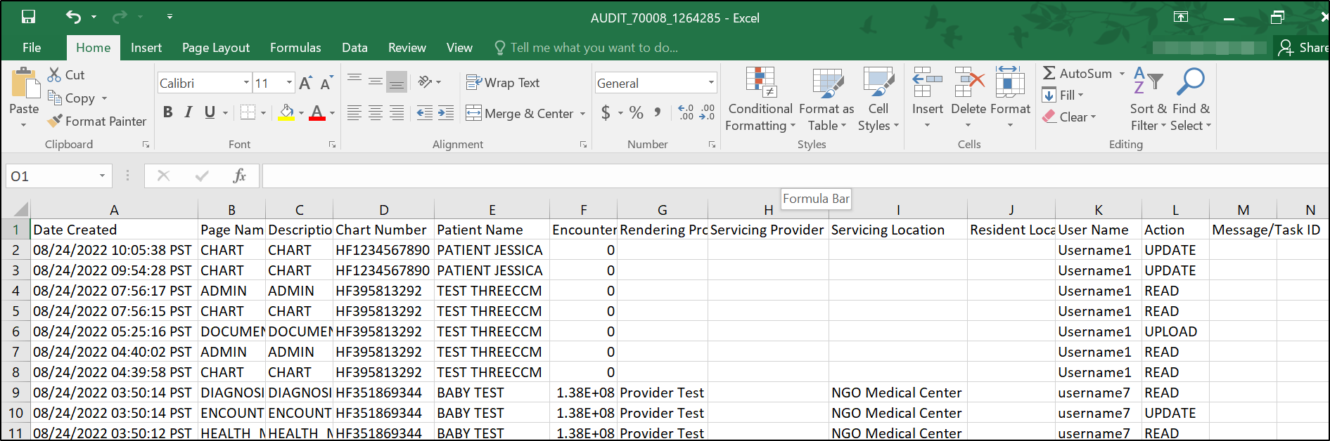 Audit Log Report