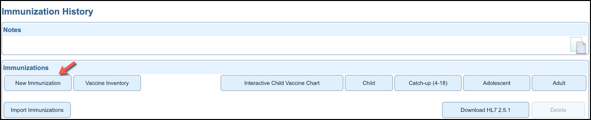 immunization hx new
