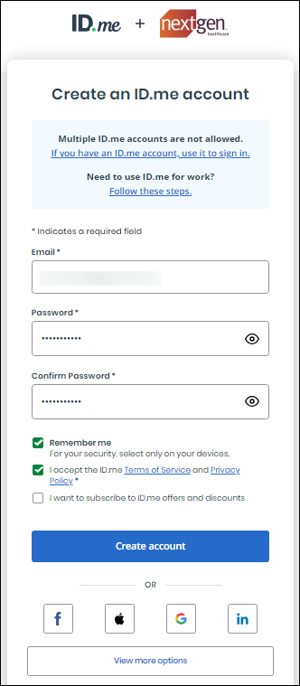 Create an ID.me acc