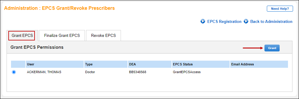 Grant EPCS