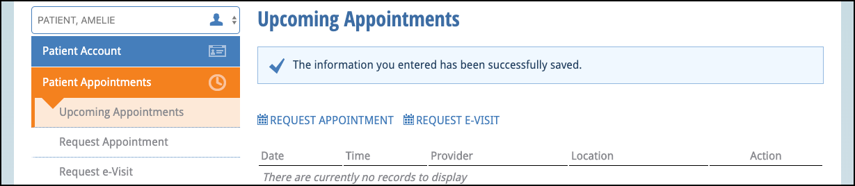 request evisit success