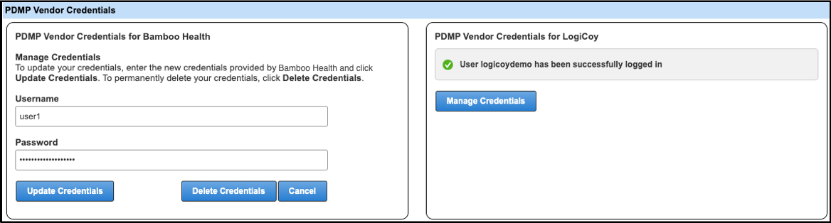 PDMP Bamboo update credentials