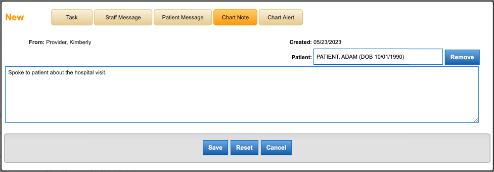 create chart note