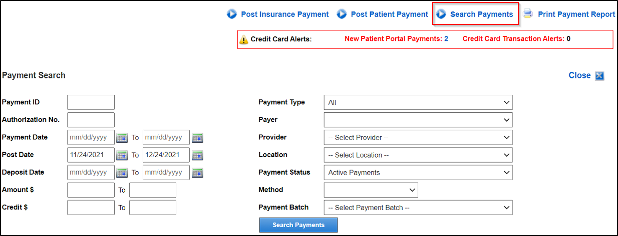 Search Payments