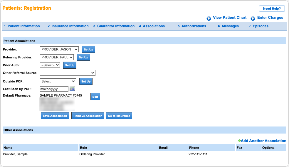 patient registration associations