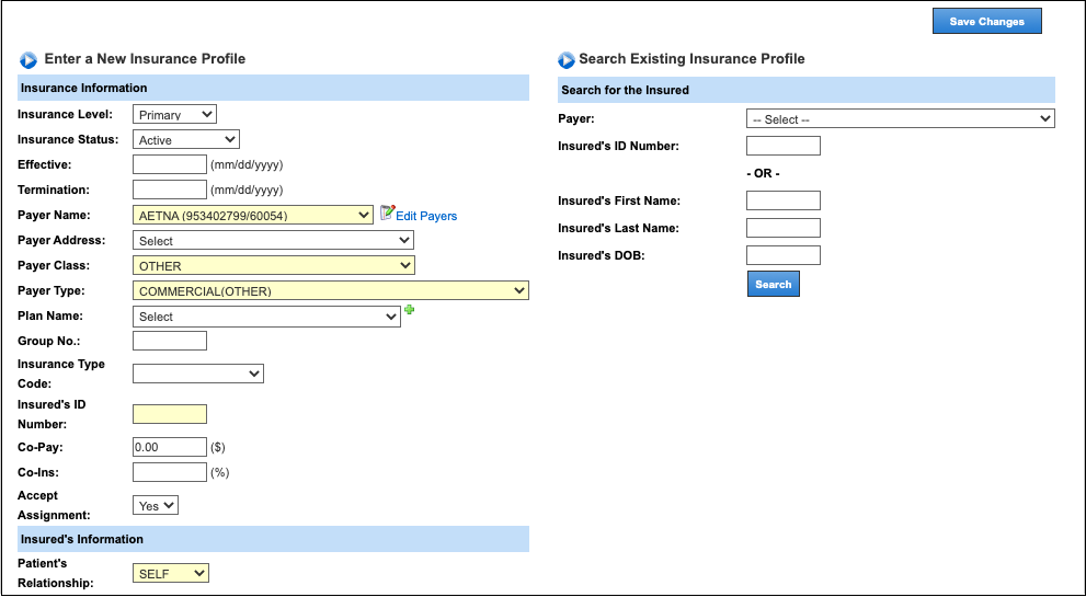 patient registration new insurance