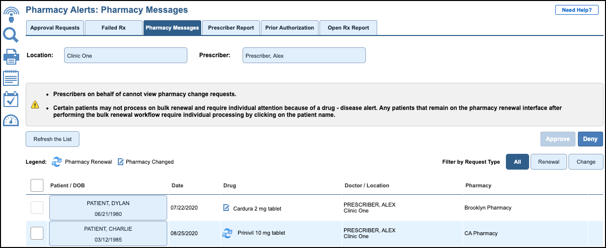 pharmacy messages changed