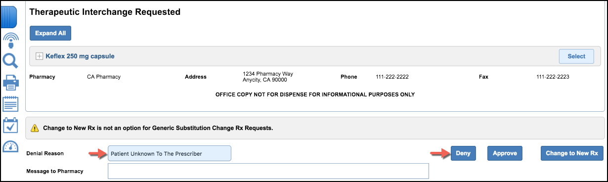 deny change rx therapeutic