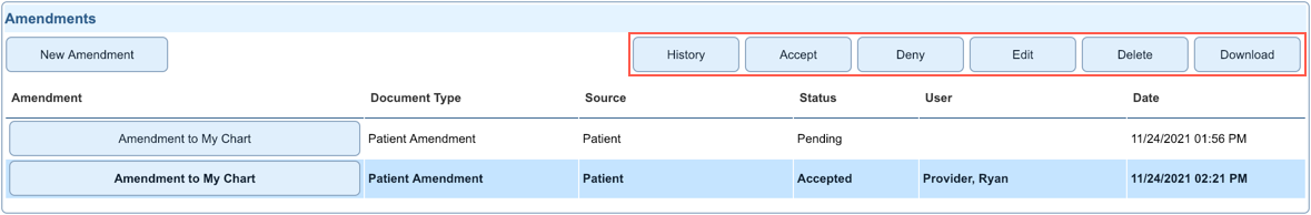 amendment action options
