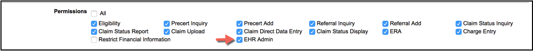 EHR admin permissions
