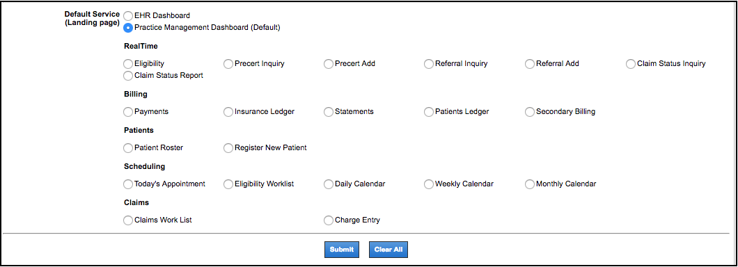 user maintenance default landing