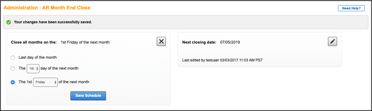 AR month end close scheduled