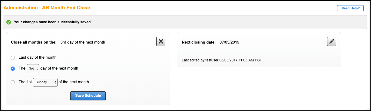 AR month end close edit schedule
