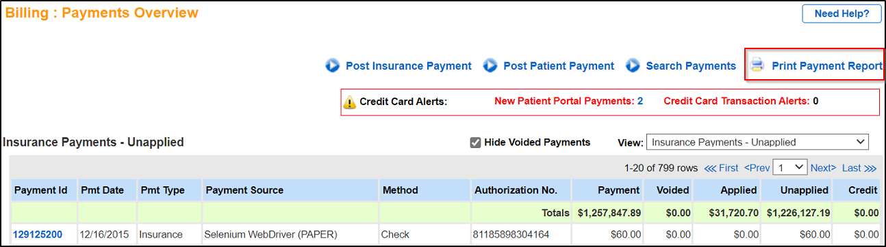 Print Payment Report