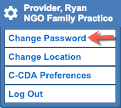 change password toolbar gear