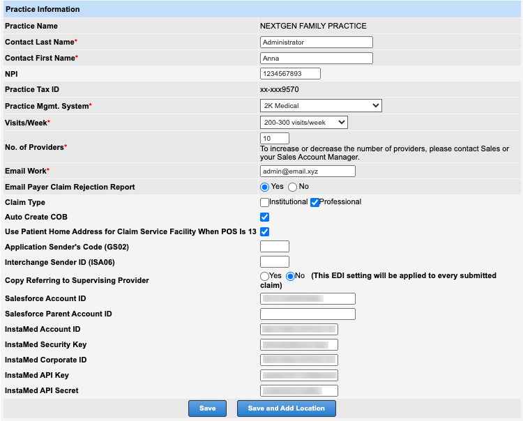 practice information