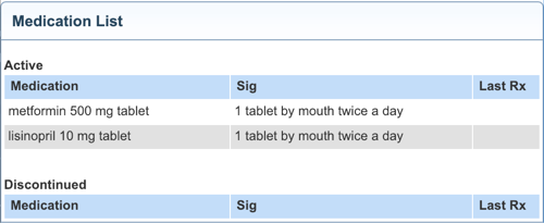 chart preview medication list