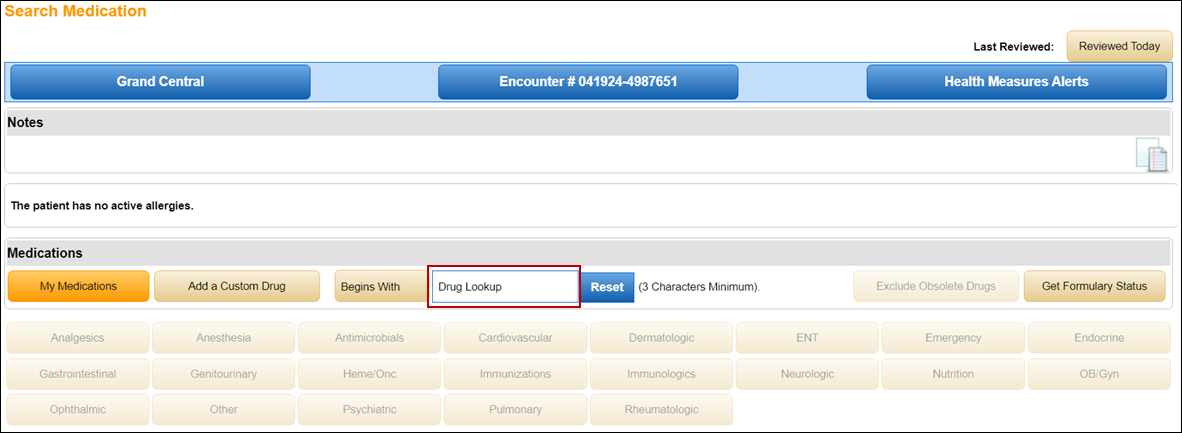New Medication search