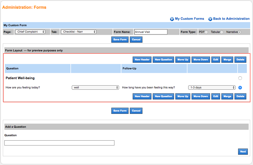 custom forms new header