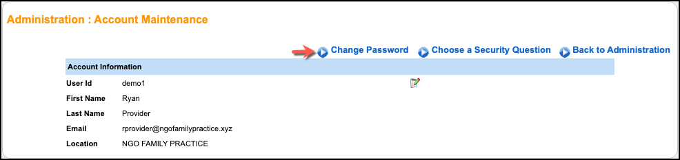 account maintenance change password