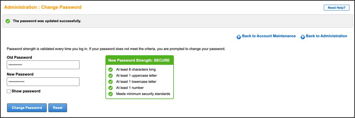 change password success