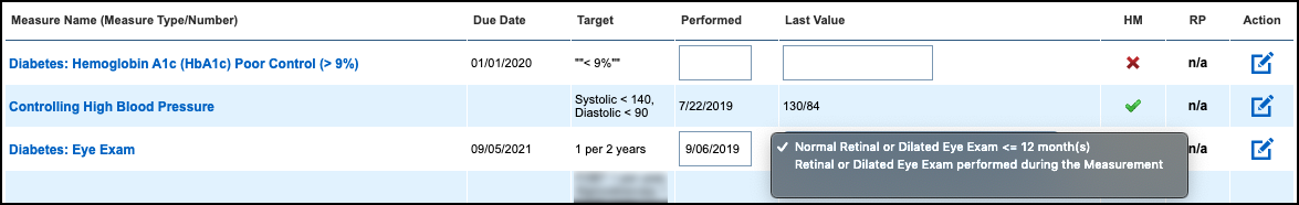 health maintenance numerator example