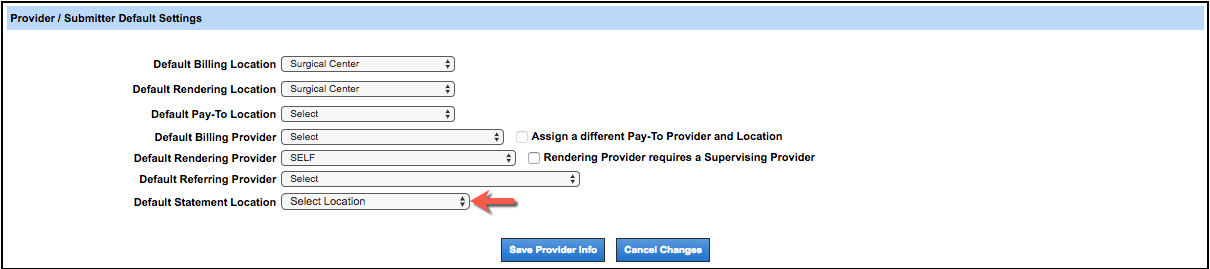 provider maintenance default statement
