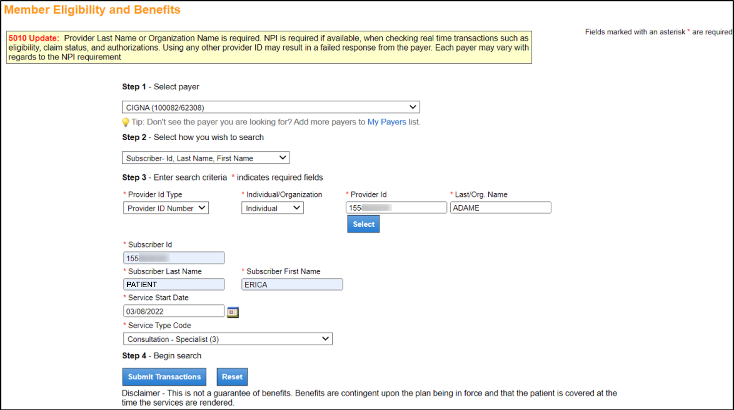 Member eligibility benefits