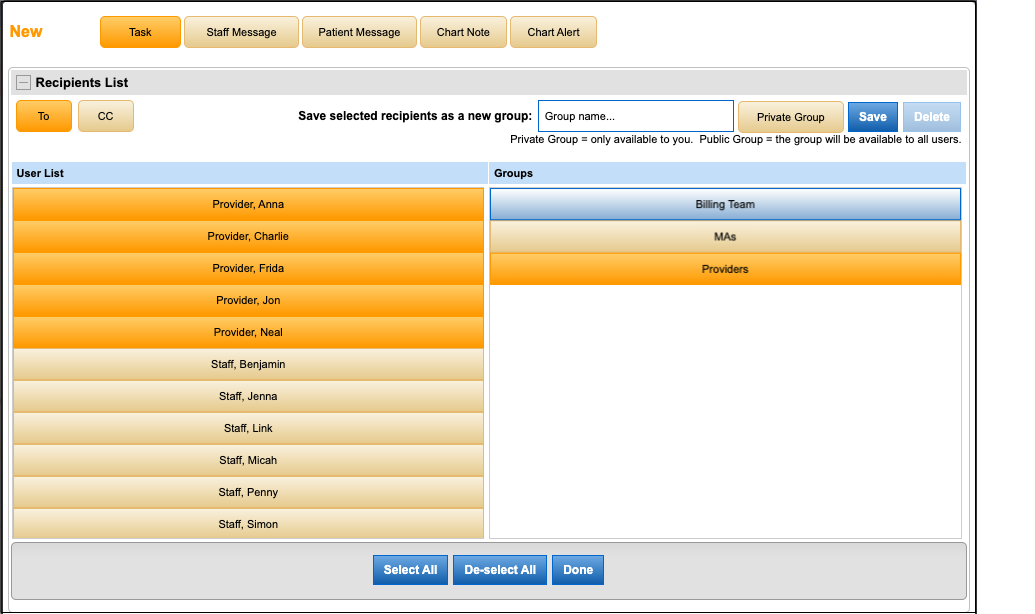 send task recipients