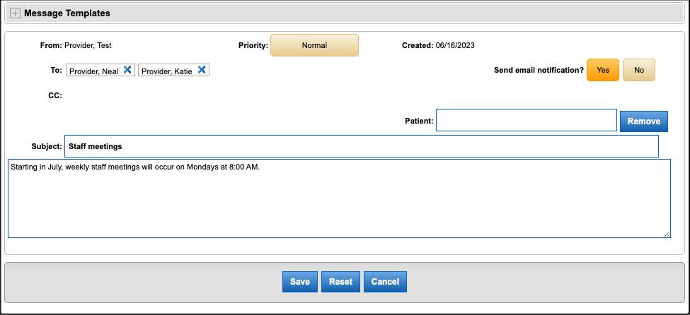 send staff message content