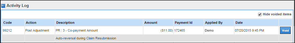 resubmit claim activity