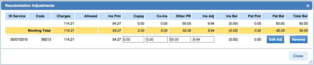 resubmission adjustments