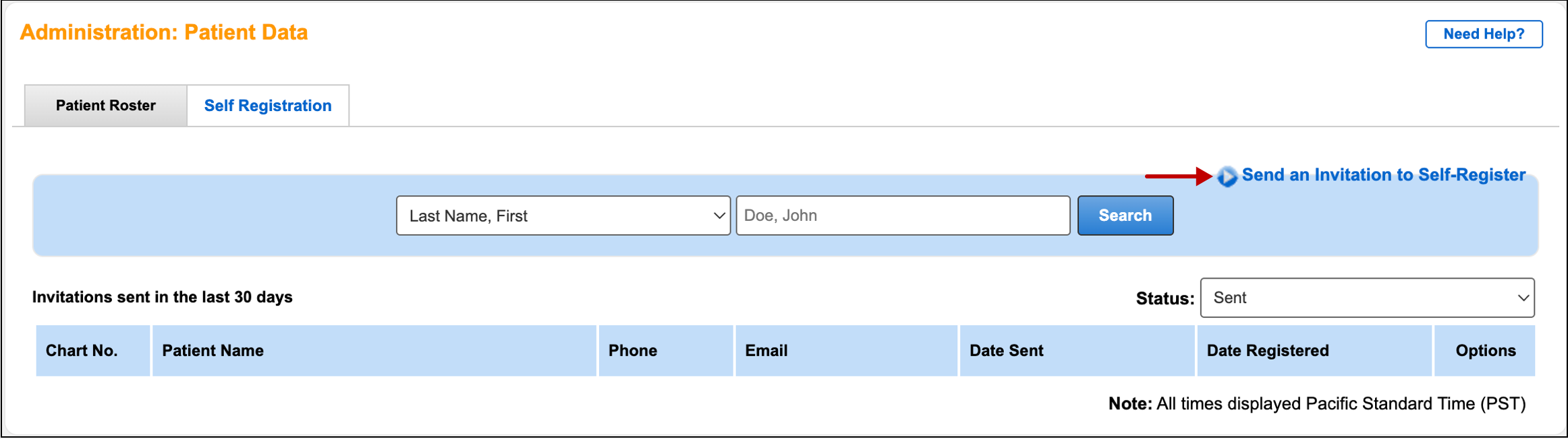 send invitation self register