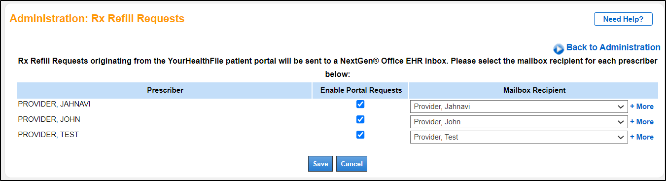 Administration Refill Request