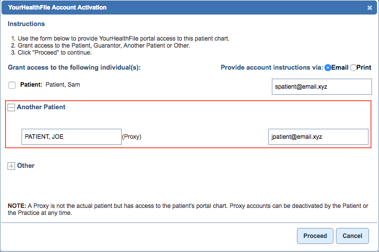 enable access another patient
