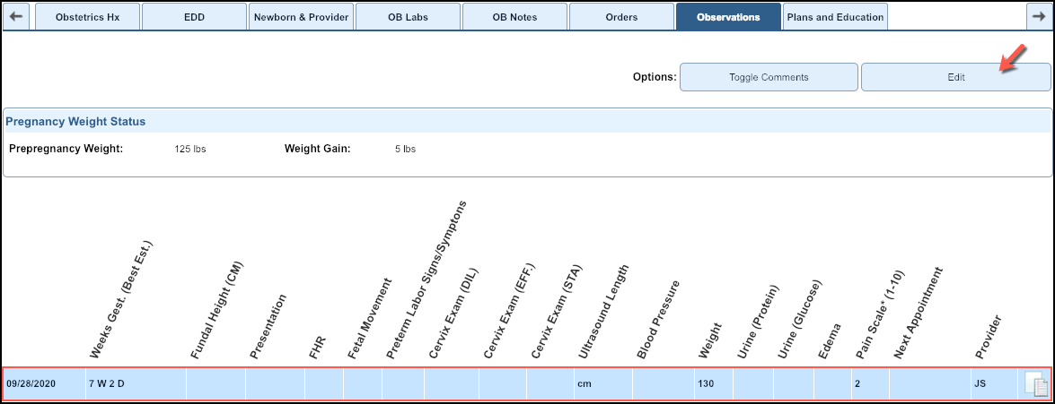 obstetric hx observations edit